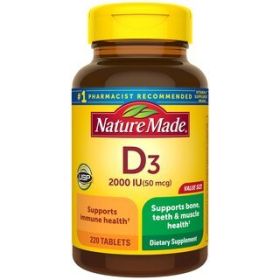 1Nature Made Vitamin D3 1000 IU (25 mcg) Tablets, Dietary Supplement for Bone and Immune Health Support, 350 Count