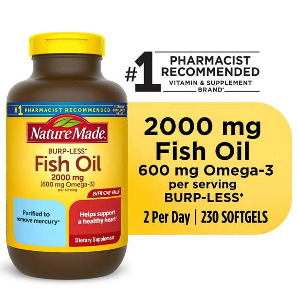 Nature Made Burp Less Fish Oil 2000 mg Per Serving Softgels; 230 Count Nature Made Burp Less Fish Oil 2000 mg Per Serving Softgels; 230 Count