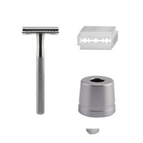 Manual vintage razor men's razor metal gift (Option: Chrome)