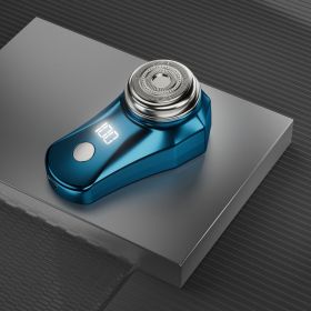 Floating Cutter Head Mini-Portable Electric Rechargeable Men's Shaver (Color: Blue)