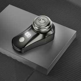 Floating Cutter Head Mini-Portable Electric Rechargeable Men's Shaver (Color: Black)