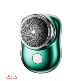 Mini Portable Face Cordless Shavers Rechargeable USB Electric Shaver Wet & Dry Painless Small Size Machine Shaving For Men (Option: 2pcs Green-USB)
