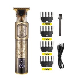 Digital Display Electric Stainless Steel Hair Clipper (Option: Big skull-USB)